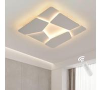 40CM Square Ceiling Light For Bedroom,Modern Chic Led Dimmable Ceiling Lamp With Remote,Minimalist Matt White Metal Ceiling lights For Bedroom Living Room Dining Room children's room Office