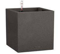 40Cm Square Planter, Graphite Black Stone Effect Plastic Self-Watering Planter With Water Level Indicator Lechuza Canto