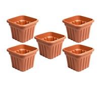 40cm Square Plastic Garden Planters Outdoor- 25L Large plant pots with Drainage Hole for Garden Pots Nursery Aloe Orchid Seedlings Sapling Box - Terracotta (Pack of 5)