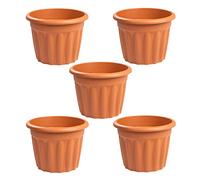 40cm Terracotta Plastic Garden Planters, 20L Round Garden Plant Pot, Large Plant Pots Outdoor For Nursery Aloe Orchid Seedlings Sapling Box made in UK (Pack of 5)