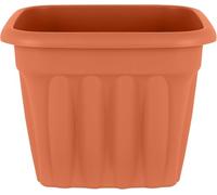40cm Traditional Ribbed Square Terracotta Planter - Large Lightweight Plastic Plant Pot with Drainage Holes, Weather Resistant Decorative Garden Flower Pot for Indoor Outdoor Patio & Balcony Use
