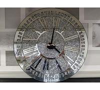 40CM Wall Clock Large Round Luxury Loose Diamond Crystal Mirror Wall Clock For Home Office Living Room Bedroom Decoration-40X40cm Mirror