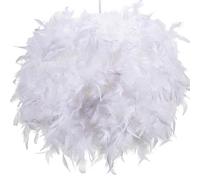 40cm White Feather Light Shade, Lamp Shade for Pendant Ceiling Light,Floor Lamp, Fluffy Feather Lampshade Ceiling Light Shade for Living Room, Bedroom by Klass Home Collection