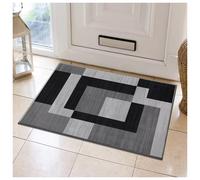(40cm x 60cm ( 1 ft 4" x 2 ft)- Small Door/Bath Mat, Milo Black Grey) Non Slip Modern Rugs Area Carpet Runner Door Mats