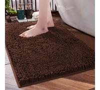 (40cm x 60cm, Brown/Coffee) Chenille Bath Mat Non-Slip Dog Doormats Bathroom Shower Rug
