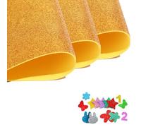 40cm x 60cm Large Gold Yellow Glitter Foam Sheets, 3 Rolls Bulk Pack | Sparkle Paper for Bulletin Board Decor, Christmas Crafts, DIY Classroom & Wedding Decorations