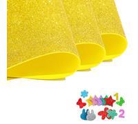 40cm x 60cm Large Yellow Glitter Foam Sheets, 3 Rolls Bulk Pack | Sparkle Paper for Bulletin Board Decor, Christmas Crafts, DIY Classroom & Wedding Decorations
