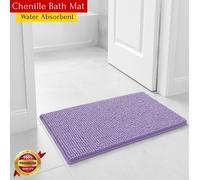 (40cm x 60cm, Lilac/Purple) Chenille Bath Mat Non-Slip Dog Doormats Bathroom Shower Rug