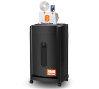 40dB Ultra Quiet Paper Shredder, 8 Sheets 2 * 12mm Micro Cut Shredders for Home Use UK with 30L Pull-Out Large Bin & Casters, Black Office Shredder for Documents,Shred CD/DVD/Credit Card/Mail/Staple