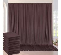 40ft×10ft Wrinkle Free Brown Backdrop Curtain for Parties, 8 Panels 5×10ft Soft Silky Polyester Umber Photo Backdrop Drapes for Teddy Bear Themed Birthday Party Baby Shower Wedding Photography