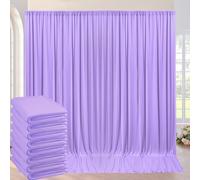 40ft×10ft Wrinkle Free Lavender Backdrop Curtain for Party, 8 Panels 5×10ft Soft Silky Polyester Light Purple Lilac Photo Backdrop Drapes for Birthday Baby Shower Mother's Day Wedding Photography