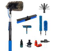 40FT Carbon Fiber Solar Panel Cleaning Pole with Water Fed Brush Professal Window Cleaner Squeee Kit & Long Reach Scrubber for House Siding & Exterior Cleaning