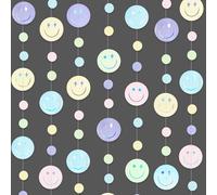 40Ft Macaron Pastel Smile Face Circle Dots Garland Iridescent Pastel Lightning Star Party Decorations Happy Smiley Face Streamer Backdrop for Birthday Wedding Baby Shower Bachelorette Hanging Decor