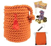 40FT Tug of War Rope,Tug a War Rope,Tug of War Rope Adult with Cotton Rope,10 Medals,2 Flags,Whistle,Ribbon and Storage Bag,Orange ,Field Day Games,Outdoor Games,Family Reunion and Team Building Games