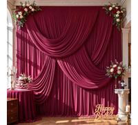 40ft x 10ft Burgundy Backdrop Curtains, 8 Panels Drapes for Backdrop
