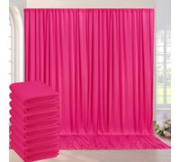 40ft x 10ft Fuchsia Wrinkle Free Backdrop Curtains for Parties,8 Panels 5×10ft Thick Silky Polyester Hot Pink Photo Backdrop Drapes Curtain for Barbie Party Wedding Birthday Baby Shower Photography