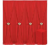 40ft x 10ft Red Backdrop Curtain for Parties Red Wrinkle Free Backdrop Drapes Panels for Wedding Baby Shower Birthday Photo Photography Christmas Polyester Fabric Background Decoration