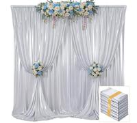 40ft x 10ft Silver Sequin Backdrop Curtains for Party Wedding Shimmer Curtain Backdrop Prom Sparkly Glitter Fabric Photo Backdrop Drapes for Birthday Party Photography Baby Shower 5x10FT, 8 Panels
