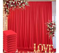 40ft x 10ft Wrinkle Free Red Backdrop Curtain for Parties, 8 Panels 5×10ft Silky Polyester Red Photo Backdrop Drapes Back Drop Cloth for Birthday Theme Party Wedding Photography Background