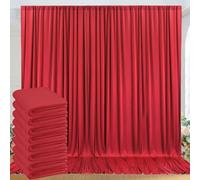 40ft x 10ft Wrinkle Free Red Backdrop Curtains for Parties, 8 Panels 5x10ft Silky Polyester Photo Backdrop Drapes for Christmas Weddings Birthday Party Photography Background Decor
