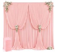 40ft x 12ft Blush Pink Backdrop Curtains Wrinkle Free Backdrop Curtain for Wedding Parties Pink Fabric Backdrops Drapes Back Drop Cloth Bridal Shower Stage Curtains Wedding Decorations for Reception