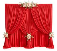 40ft x 15ft Red Wrinkle Free Backdrop Curtains for Wedding Party Backdrops Curtain Drapes Fabric Decorations Photo Back Drop Cloth for Baby Shower Photography Stage Reception