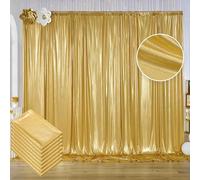 40ftx10ft Gold Sequin Backdrop Curtain Panels for Parties, Wrinkle Free Glitter Photo Backdrop Drapes 8 Panels 5x10FT Back Drop Cloth Shiny Fabric for Wedding Birthday Christmas Photography Background