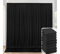 40ftx10ft Wrinkle Free Black Backdrop Curtain for Parties, 8 Panels 5x10ft Silky Polyester Black Photo Backdrop Drapes for Birthday Wedding Graduation Retirement Photography Background