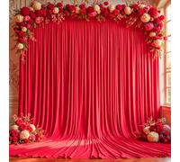 40ftx12ft Wrinkle Free Red Backdrop Curtain, 8 Panels 12FT Long Wedding Backdrop Drapes, Silky Polyester Back Drop Cloth for Birthday Photography Background Party Backdrop Draping