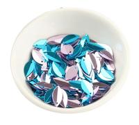 40g Cup Oval Folding Sequins Horse Eyes Shape Loose Sequin PVC Loose Sequins Glitter Paillette for DIY Crafts Embellishment Sewing, Lila and Blue