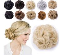 40G Curly Messy Hair Bun Updo Scrunchy Scrunchie Donut Hair Extensions [Bleach Blonde] Chignons Wavy Hairpiece Ribbon Ponytail Extension