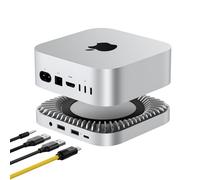 40Gbps Mac mini M6, M5 Pro, M4 Hub & Stand with 8TB NVMe/M.2 SSD Enclosure | USB A*2, USB-C Host, 3.5 Audio Stand, Cooling Fan, USB C Hub & Stand for Mac mini M6, M5 Pro, M4 (Up to 8TB SSD Slot)