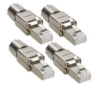 40GIG IDC RJ45 Connector for Cat6a Solid Cable Tool-less Metal Clip [4 pack]
