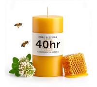 40hr Burning time Pure Beeswax Pillar Candle - Handmade in Wales