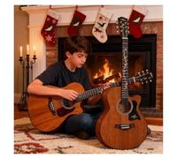 40in/41in Beginner Acoustic Guitar, Full Size All Wood Cutaway Guitar Starter Set W/Gig Bag, Strings, Strap, Tuner, Picks(Light brown,40 inches)