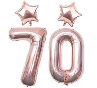 40In Giant Digital Number 70 Balloon Rose Gold 60th Birthday Decorations Women 70th Aniversary Decoration Including 2Pack 18In Rose Gold Star Balloons