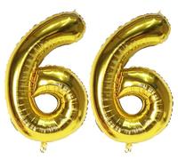 40in Gold Number 66 Balloon for Birthday Party with Straw(66th)