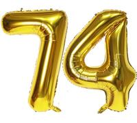 40in Gold Number 74 Balloon for Birthday Party with Straw(74th)