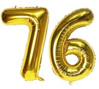 40in Gold Number 76 Balloon for Birthday Party with Straw(76th)