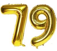 40in Gold Number 79 Balloon for Birthday Party with Straw(79th)