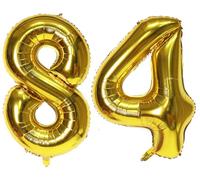 40in Gold Number 84 Balloon for Birthday Party with Straw(84th)