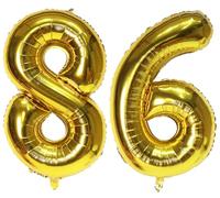40in Gold Number 86 Balloon for Birthday Party with Straw(86th)
