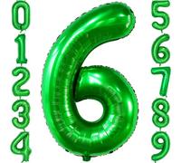 40in Green Balloon Number 6, Helium Foil Mylar Green 6 Balloon for 6th Birthday Party Decoration Wedding Anniversary