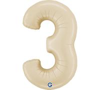 40In Satin Cream Number 3 Foil Balloon