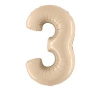 40In Satin Cream Number 3 Foil Balloon