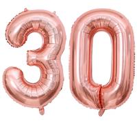 40Inch 30 Balloon Number RoseGold Helium Number 30 Balloon Self-Sealing for Birthday Party Decorations and Anniversary Party Décor(RoseGold30)