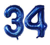 40Inch 34 Balloon Number NavyBlue Helium Number 34 Balloon Self-Sealing for Birthday Party Decorations and Anniversary Party Décor(NavyBlue 34)