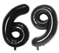 40Inch 69 Balloon Number Black Helium Number Balloon Self-Sealing for Birthday Party Decorations and Anniversary Party Décor (Black 69)