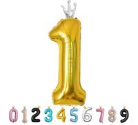 40inch Birthday Balloon,Golden Number 1 Balloon,Large Foil Age Balloon with Crown for 1st Kid's Birthday,Self Inflating Digital 1 Balloons 0/1/2/3/4/5/6/7/8/9 Birthday Party Decorations Supplies