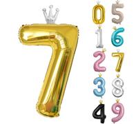 40inch Birthday Balloon,Golden Number 7 Balloon,0-9 Large Foil Age Balloon with Crown for 7th Girls Boys Kids Birthday,Self Inflating Digital 7 Balloons,Birthday Party Decorations Supplies